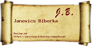Janovics Bíborka névjegykártya